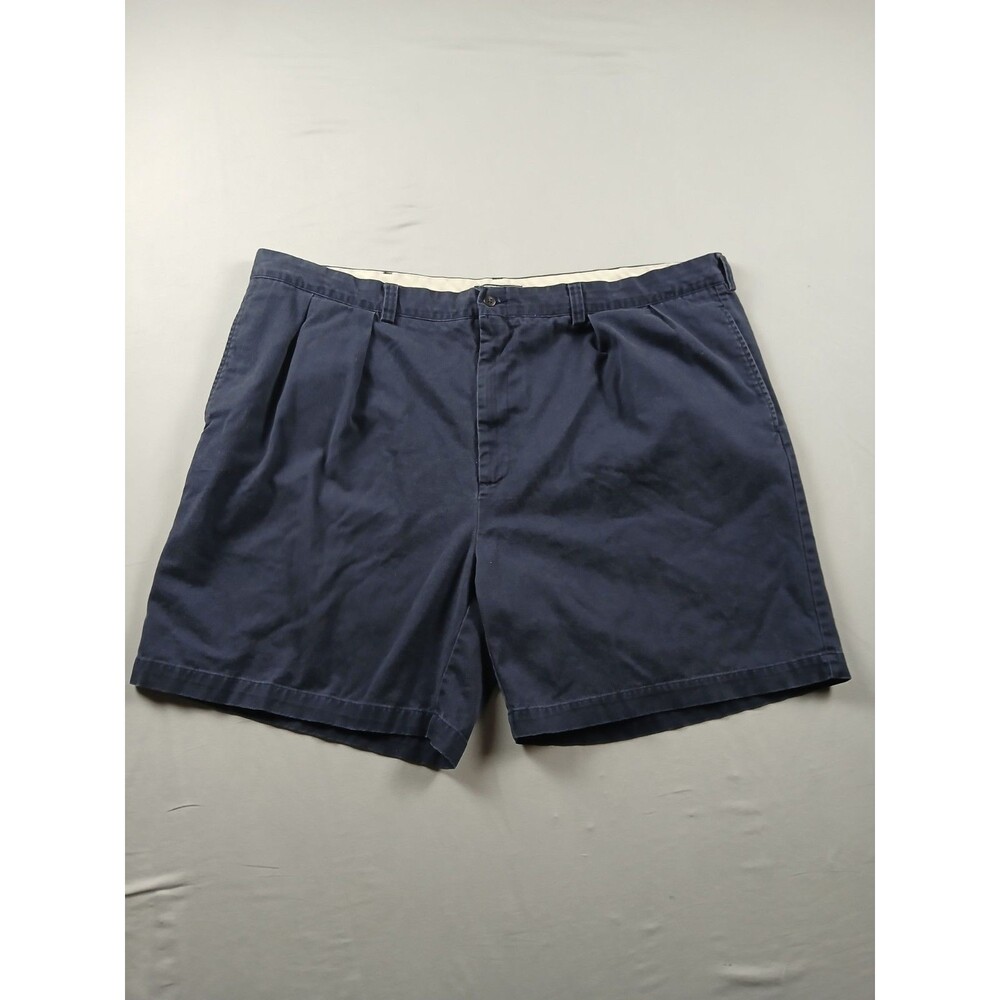VTG Polo Ralph Lauren Chino Shorts Mens Size 48  Navy Pleated Twill 11" Inseam